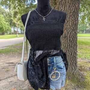 Black lace plus size top